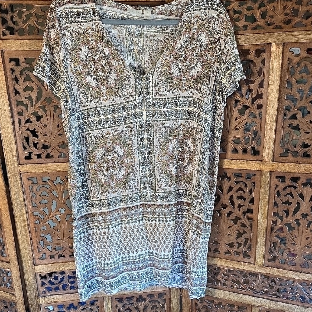 Hinge Floral Patterned Blouse in Cream and Brown
